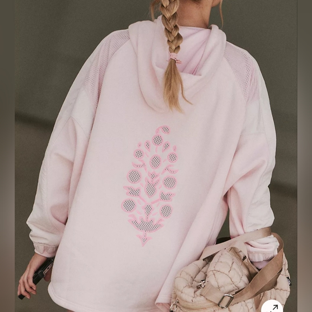 Free People Movement Racing Stripes  Super Oversized Hooded Sweatshirt .